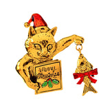 Christmas Brooch Pin Party Jewelry Gift Costume Wallet Cat Lapel Pin Corsage Gold