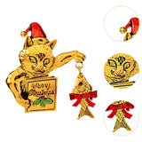 Christmas Brooch Pin Party Jewelry Gift Costume Wallet Cat Lapel Pin Corsage Gold