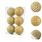 6Pcs Xmas Hanging Pendant Christmas Ball Decoration for Cabinet Door Bedroom Gold