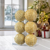 6Pcs Xmas Hanging Pendant Christmas Ball Decoration for Cabinet Door Bedroom Gold