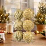 6Pcs Xmas Hanging Pendant Christmas Ball Decoration for Cabinet Door Bedroom Gold