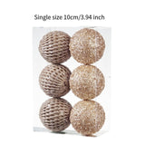 6Pcs Xmas Hanging Pendant Christmas Ball Decoration for Cabinet Door Bedroom Champagne Gold