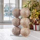 6Pcs Xmas Hanging Pendant Christmas Ball Decoration for Cabinet Door Bedroom Champagne Gold