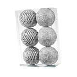 6Pcs Xmas Hanging Pendant Christmas Ball Decoration for Cabinet Door Bedroom Silver