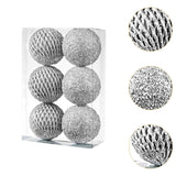 6Pcs Xmas Hanging Pendant Christmas Ball Decoration for Cabinet Door Bedroom Silver