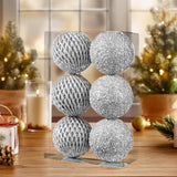 6Pcs Xmas Hanging Pendant Christmas Ball Decoration for Cabinet Door Bedroom Silver