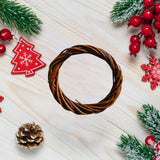 DIY Rattan Wreath Garland 6 inch Hanging Ornament for Wall Wedding Halloween Coffee