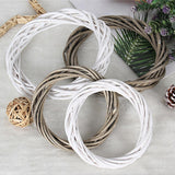 DIY Rattan Wreath Garland 6 inch Hanging Ornament for Wall Wedding Halloween White