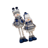 2Pcs Christmas Standing Plush Dolls Figurine Windowsill Xmas Stuffed Snowman