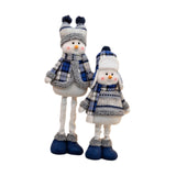 2Pcs Christmas Standing Plush Dolls Figurine Windowsill Xmas Stuffed Snowman