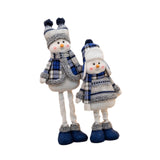 2Pcs Christmas Standing Plush Dolls Figurine Windowsill Xmas Stuffed Snowman