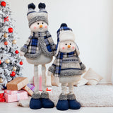 2Pcs Christmas Standing Plush Dolls Figurine Windowsill Xmas Stuffed Snowman