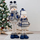 2Pcs Christmas Standing Plush Dolls Figurine Windowsill Xmas Stuffed Snowman