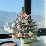 Mini Christmas Tree with Light Tabletop Decoration for Porch Cabinet Balcony 45cm 17.72inch Pink