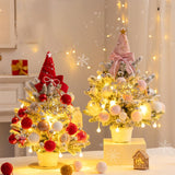 Mini Christmas Tree with Light Tabletop Decoration for Porch Cabinet Balcony 45cm 17.72inch Pink