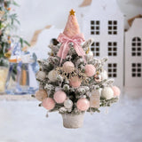 Mini Christmas Tree with Light Tabletop Decoration for Porch Cabinet Balcony 45cm 17.72inch Pink