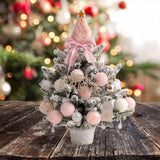 Mini Christmas Tree with Light Tabletop Decoration for Porch Cabinet Balcony 45cm 17.72inch Pink