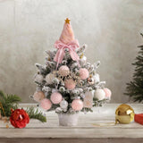 Mini Christmas Tree with Light Tabletop Decoration for Porch Cabinet Balcony 45cm 17.72inch Pink