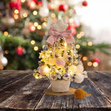 Mini Christmas Tree with Light Tabletop Decoration for Porch Cabinet Balcony 35cm 13.78inch Pink