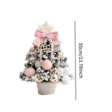 Mini Christmas Tree with Light Tabletop Decoration for Porch Cabinet Balcony 35cm 13.78inch Pink