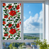 Glass Sticker Decal Privacy Film Office Living Room Cafe Flower Window Cling Red Rose