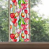 Glass Sticker Decal Privacy Film Office Living Room Cafe Flower Window Cling Tulip