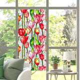 Glass Sticker Decal Privacy Film Office Living Room Cafe Flower Window Cling Tulip