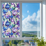 Glass Sticker Decal Privacy Film Office Living Room Cafe Flower Window Cling Blue Purple