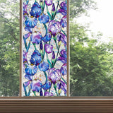 Glass Sticker Decal Privacy Film Office Living Room Cafe Flower Window Cling Blue Purple