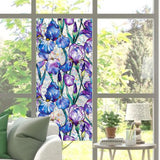 Glass Sticker Decal Privacy Film Office Living Room Cafe Flower Window Cling Blue Purple