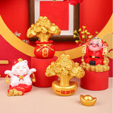 Spring Festival Statue Mini Resin Sculpture for Wall Shelf Decor Lightweight Money Bag Tree
