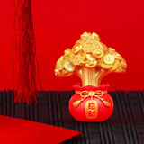 Spring Festival Statue Mini Resin Sculpture for Wall Shelf Decor Lightweight Money Bag Tree