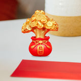 Spring Festival Statue Mini Resin Sculpture for Wall Shelf Decor Lightweight Money Bag Tree