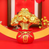 Spring Festival Statue Mini Resin Sculpture for Wall Shelf Decor Lightweight Money Bag Tree