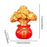 Spring Festival Statue Mini Resin Sculpture for Wall Shelf Decor Lightweight Money Bag Tree
