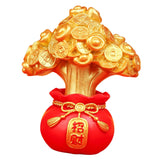 Spring Festival Statue Mini Resin Sculpture for Wall Shelf Decor Lightweight Money Bag Tree