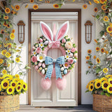Easter Bunny Wreath Door Cover Banner Photo Background for Office Wall Porch