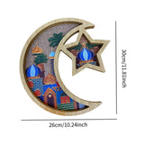 Maxbell Ramadan Tray Serve Plate Party Holder Multipurpose Moon Star Tray Wood Color