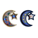 Maxbell Ramadan Tray Serve Plate Party Holder Multipurpose Moon Star Tray Wood Color