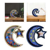 Maxbell Ramadan Tray Serve Plate Party Holder Multipurpose Moon Star Tray Wood Color
