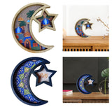 Maxbell Ramadan Tray Serve Plate Party Holder Multipurpose Moon Star Tray Wood Color