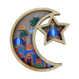 Maxbell Ramadan Tray Serve Plate Party Holder Multipurpose Moon Star Tray Wood Color