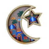 Maxbell Ramadan Tray Serve Plate Party Holder Multipurpose Moon Star Tray Wood Color