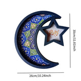 Maxbell Ramadan Tray Serve Plate Party Holder Multipurpose Moon Star Tray Blue
