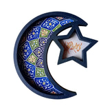 Maxbell Ramadan Tray Serve Plate Party Holder Multipurpose Moon Star Tray Blue