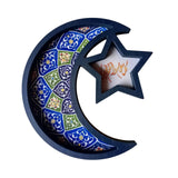 Maxbell Ramadan Tray Serve Plate Party Holder Multipurpose Moon Star Tray Blue