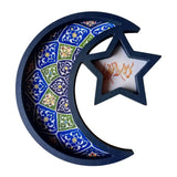 Maxbell Ramadan Tray Serve Plate Party Holder Multipurpose Moon Star Tray Blue