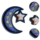 Maxbell Ramadan Tray Serve Plate Party Holder Multipurpose Moon Star Tray Blue