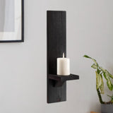 Maxbell Wall Sconce Candle Holder Wooden Wall Candle Sconce for Pathway Porch Office Black