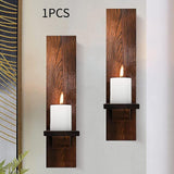 Maxbell Wall Sconce Candle Holder Wooden Wall Candle Sconce for Pathway Porch Office Brown